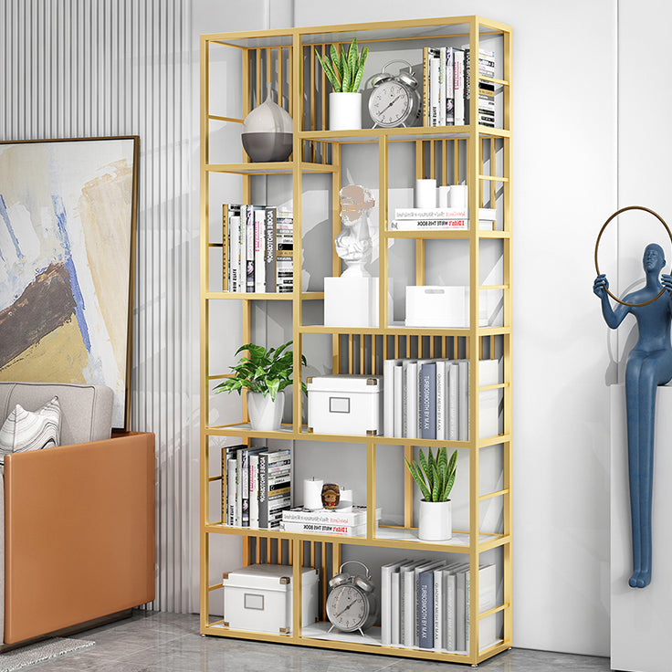 Contemporary 70.87" H Metal Shelf Open Bookcase for Living Room