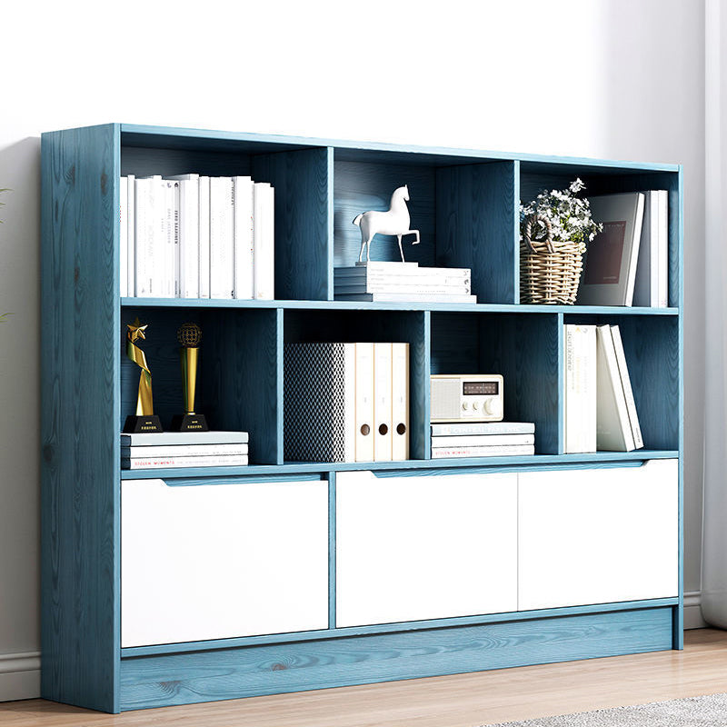 Contemporary Wooden Shelf Bookcase Cube Bookshelf for Study Room