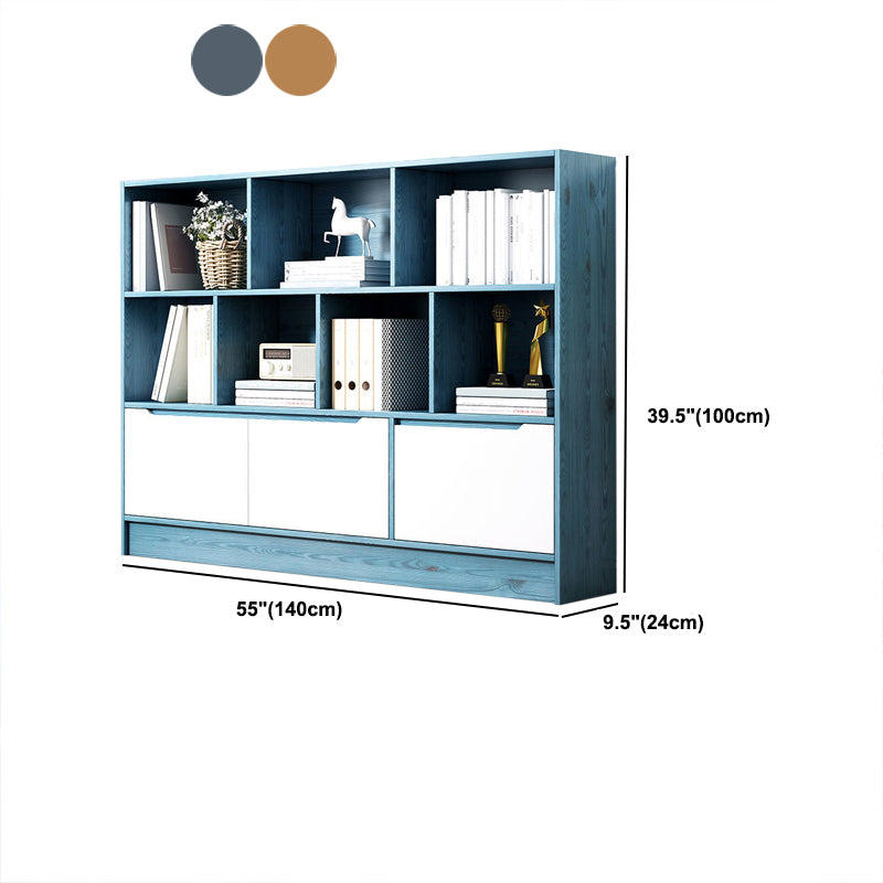 Contemporary Wooden Shelf Bookcase Cube Bookshelf for Study Room