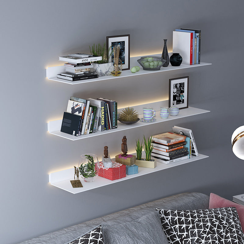 Modern Metal Bookcase 1-tier Wall Mounted Bookshelf in Burnish.