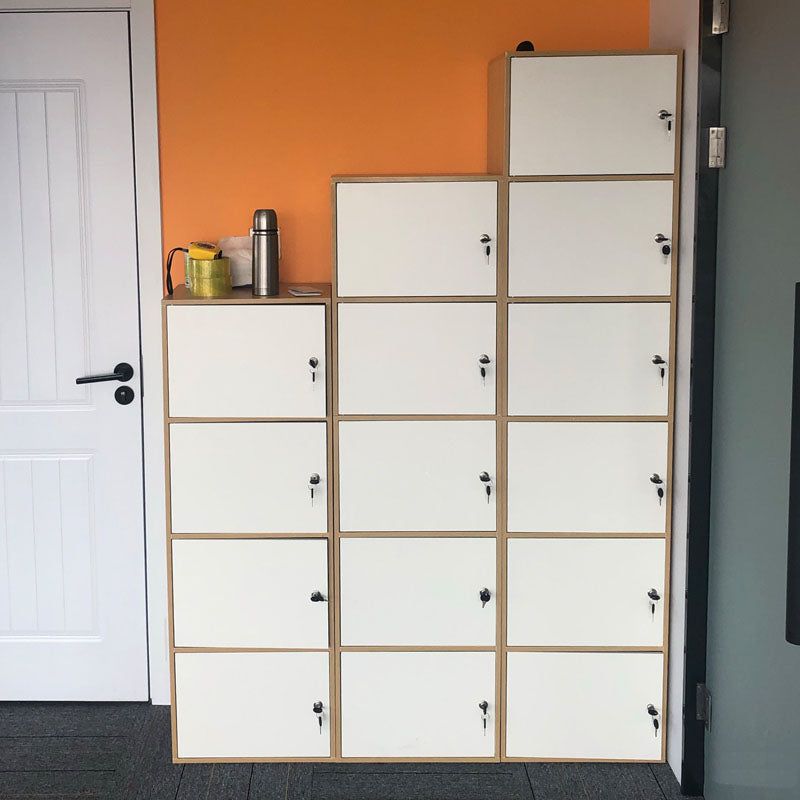 12" W Modern Wooden Bookcase Closed Storage Bookshelf with Doors