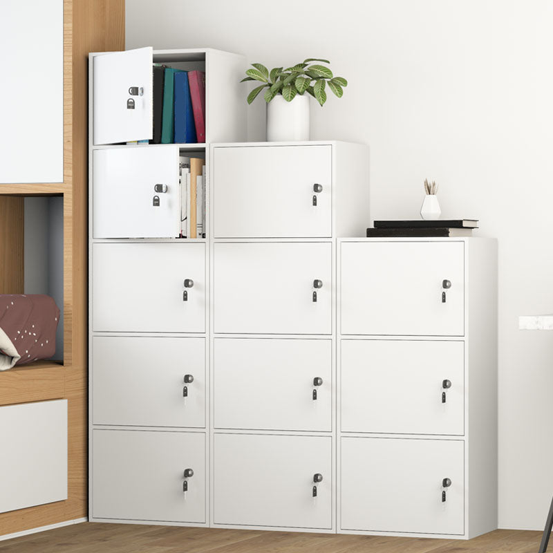 12" W Modern Wooden Bookcase Closed Storage Bookshelf with Doors