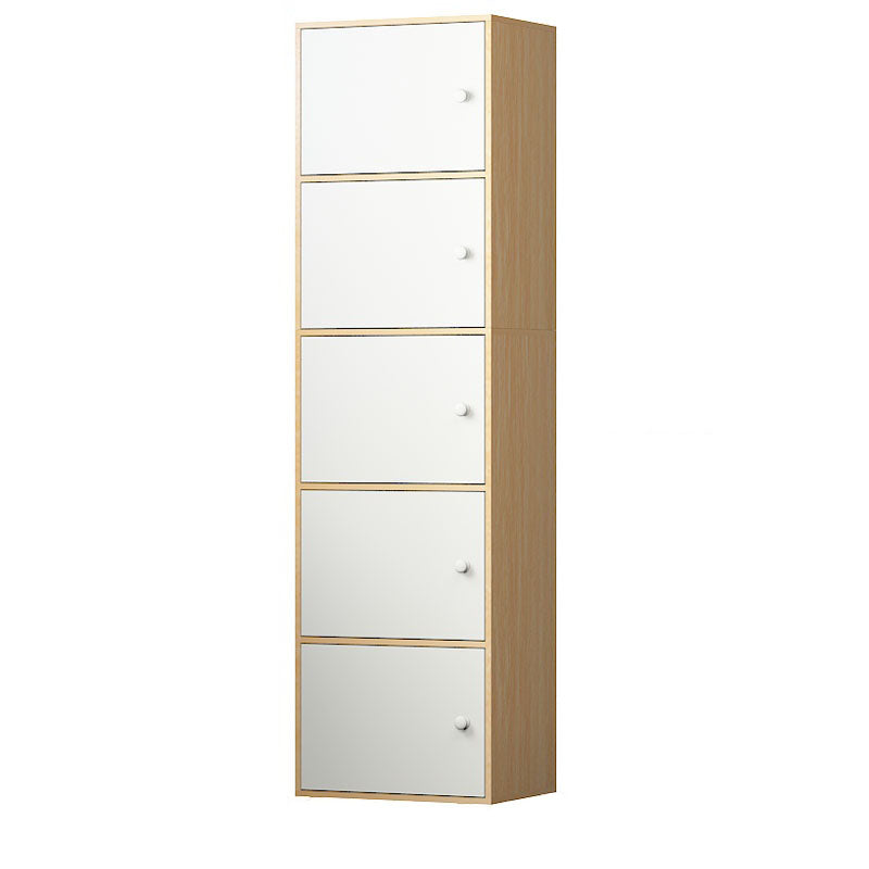 12" W Modern Wooden Bookcase Closed Storage Bookshelf with Doors