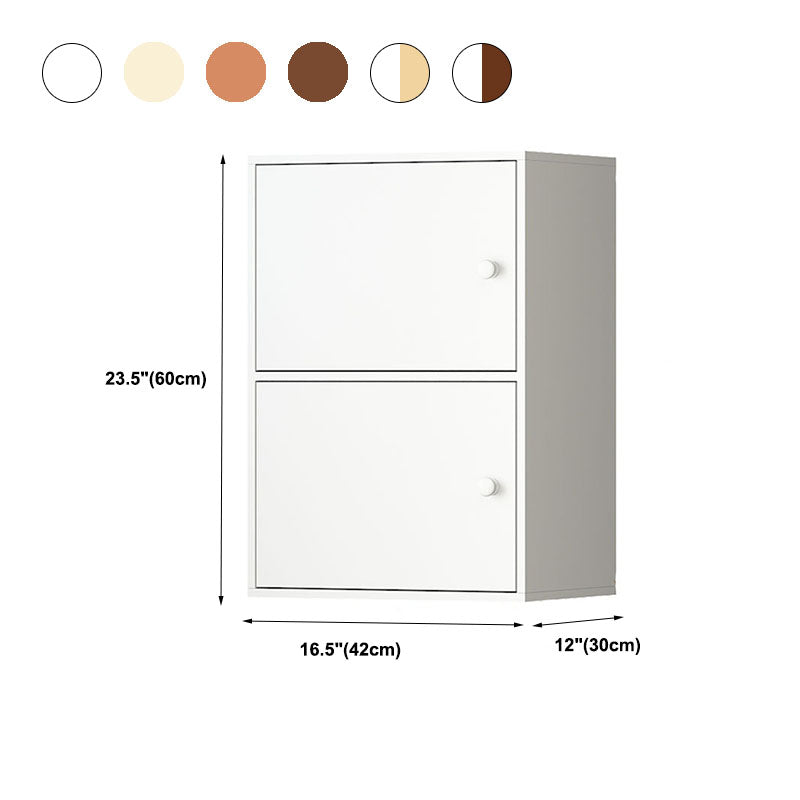 12" W Modern Wooden Bookcase Closed Storage Bookshelf with Doors