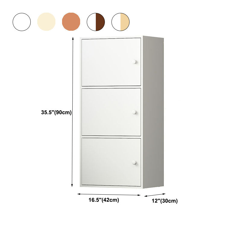 12" W Modern Wooden Bookcase Closed Storage Bookshelf with Doors