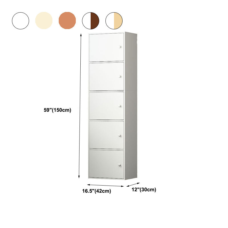 12" W Modern Wooden Bookcase Closed Storage Bookshelf with Doors