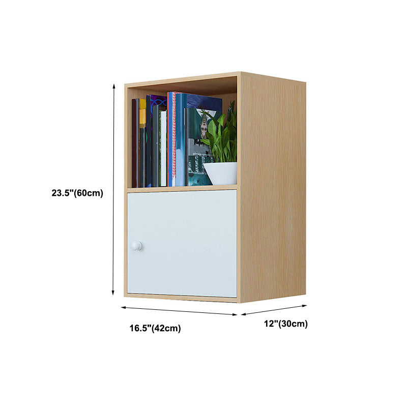 12" W Modern Wooden Bookcase Closed Storage Bookshelf with Doors