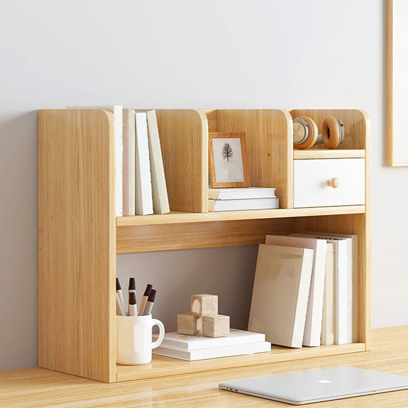 9.5" W Modern Wooden Bookcase Open Storage Bookshelf with Drawers and Shelves