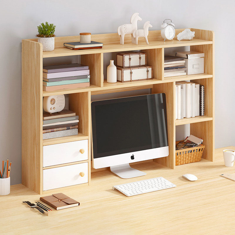 9.5" W Modern Wooden Bookcase Open Storage Bookshelf with Drawers and Shelves