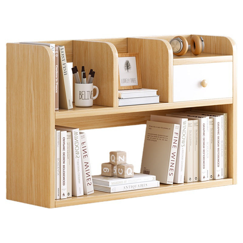 9.5" W Modern Wooden Bookcase Open Storage Bookshelf with Drawers and Shelves