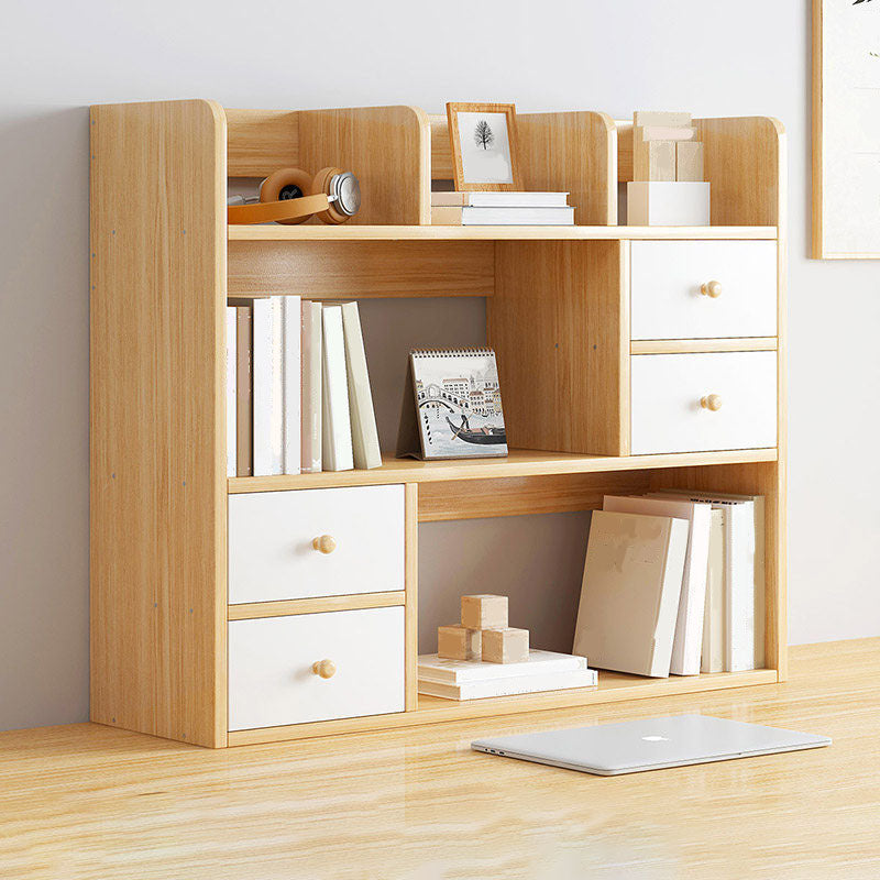 9.5" W Modern Wooden Bookcase Open Storage Bookshelf with Drawers and Shelves