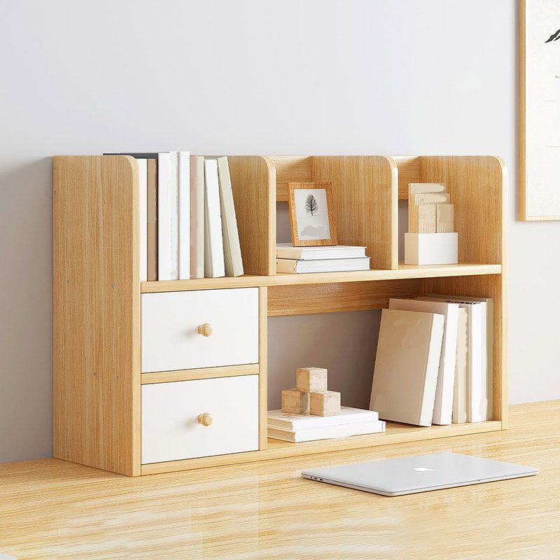 9.5" W Modern Wooden Bookcase Open Storage Bookshelf with Drawers and Shelves