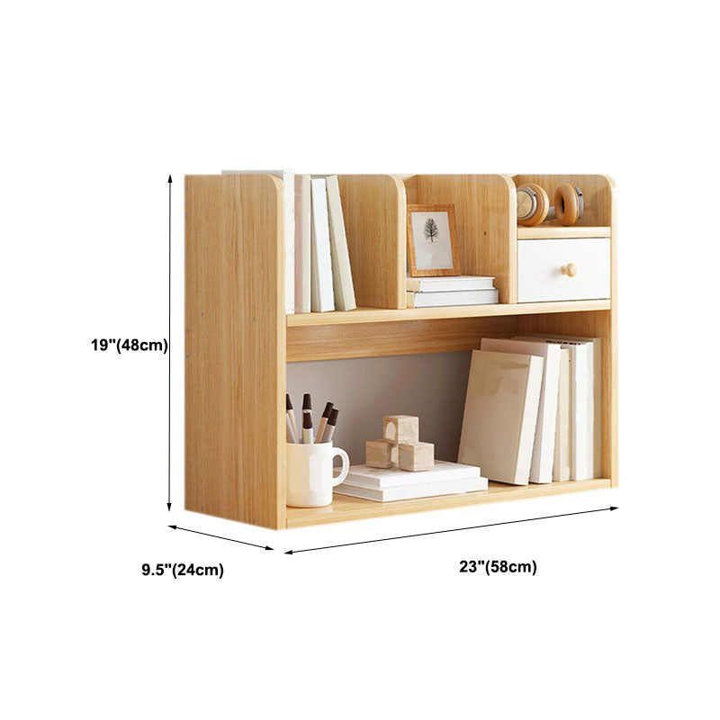 9.5" W Modern Wooden Bookcase Open Storage Bookshelf with Drawers and Shelves
