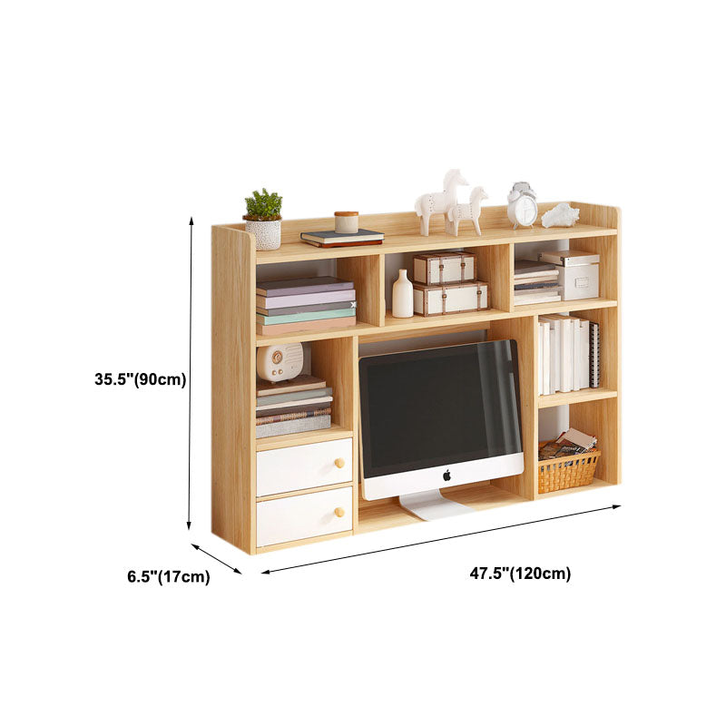 9.5" W Modern Wooden Bookcase Open Storage Bookshelf with Drawers and Shelves