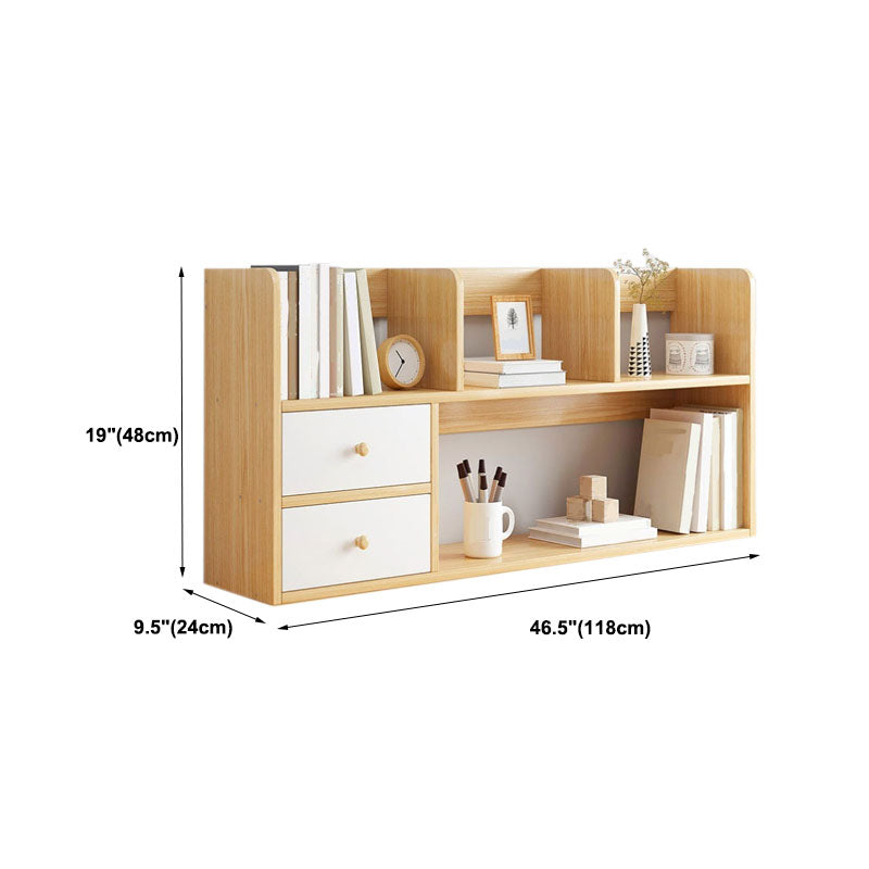 9.5" W Modern Wooden Bookcase Open Storage Bookshelf with Drawers and Shelves