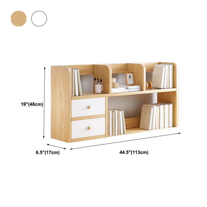 9.5" W Modern Wooden Bookcase Open Storage Bookshelf with Drawers and Shelves