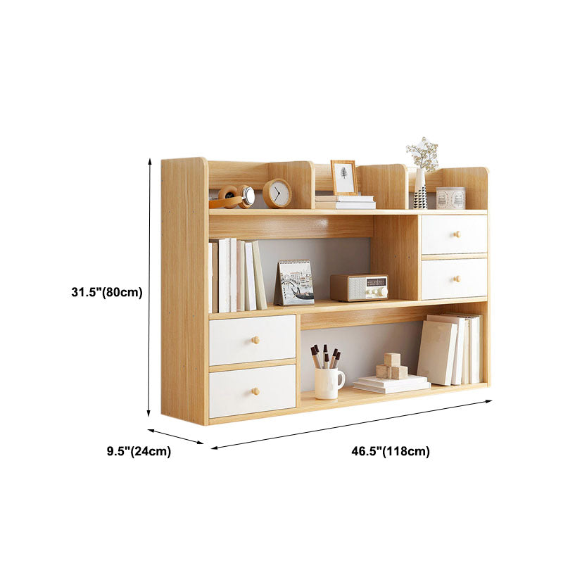 9.5" W Modern Wooden Bookcase Open Storage Bookshelf with Drawers and Shelves