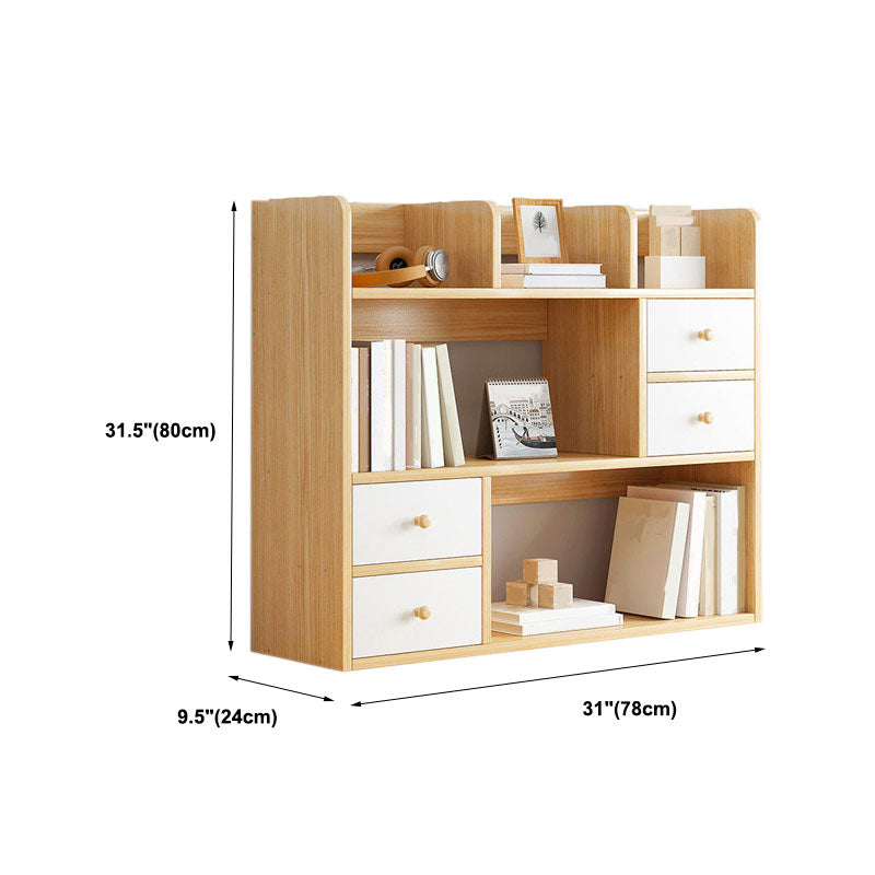 9.5" W Modern Wooden Bookcase Open Storage Bookshelf with Drawers and Shelves