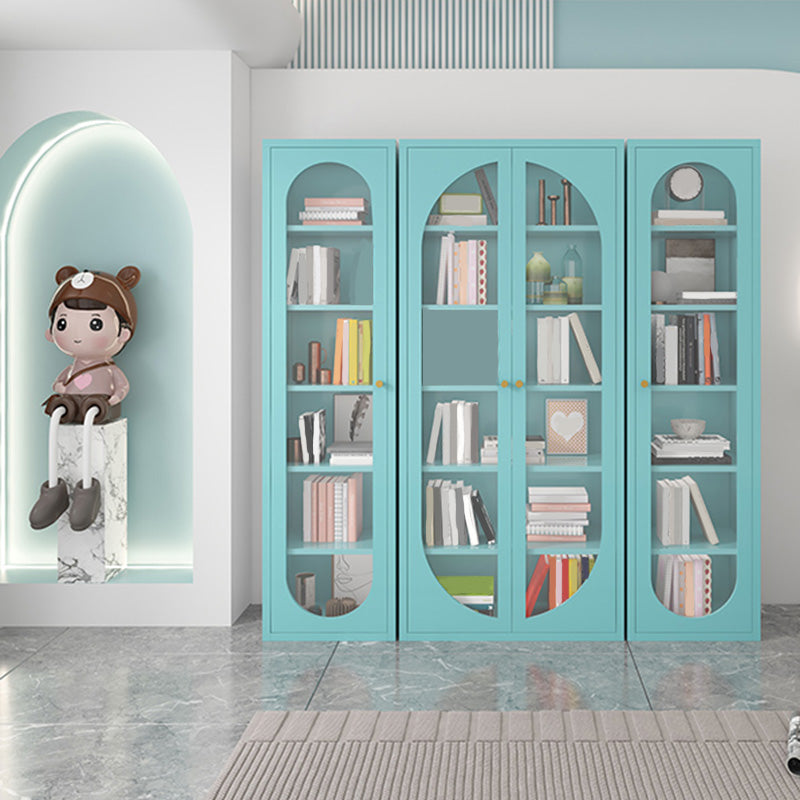 Modern Metal Bookcase Standard Shelves Included Bookshelf with Glass Doors