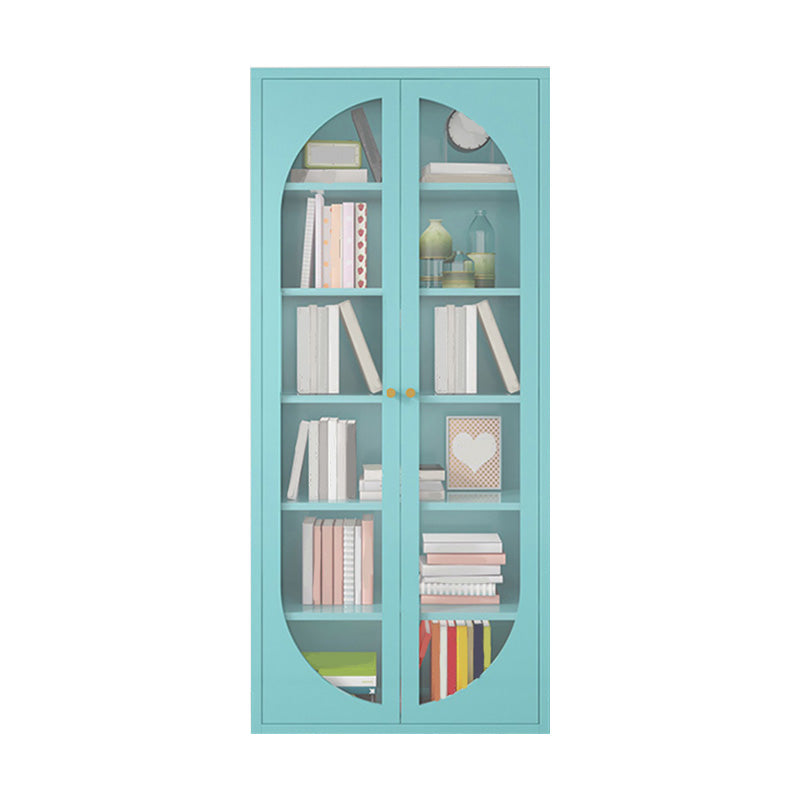 Modern Metal Bookcase Standard Shelves Included Bookshelf with Glass Doors