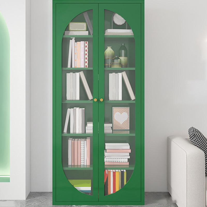Modern Metal Bookcase Standard Shelves Included Bookshelf with Glass Doors