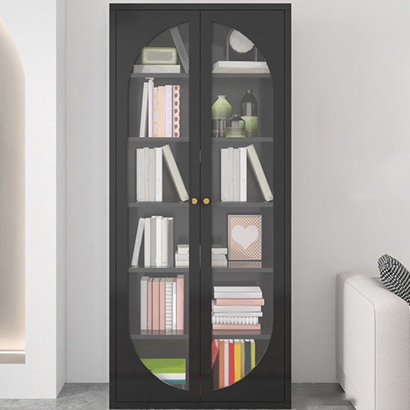 Modern Metal Bookcase Standard Shelves Included Bookshelf with Glass Doors