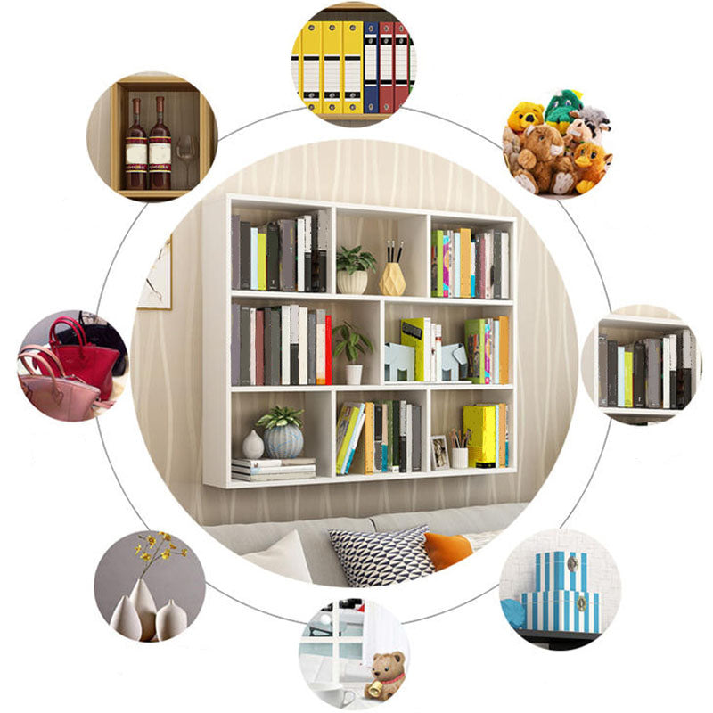 6"/8" W Modern Wooden Bookcase Wall-mounted Bookshelf with Shelves