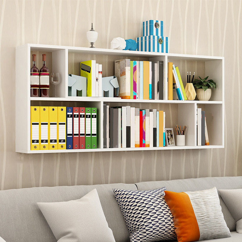 6"/8" W Modern Wooden Bookcase Wall-mounted Bookshelf with Shelves