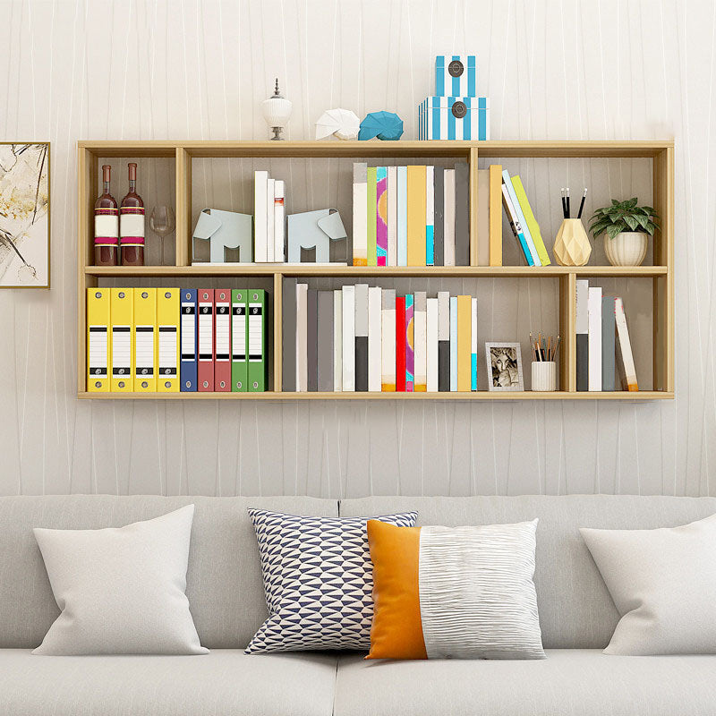 6"/8" W Modern Wooden Bookcase Wall-mounted Bookshelf with Shelves
