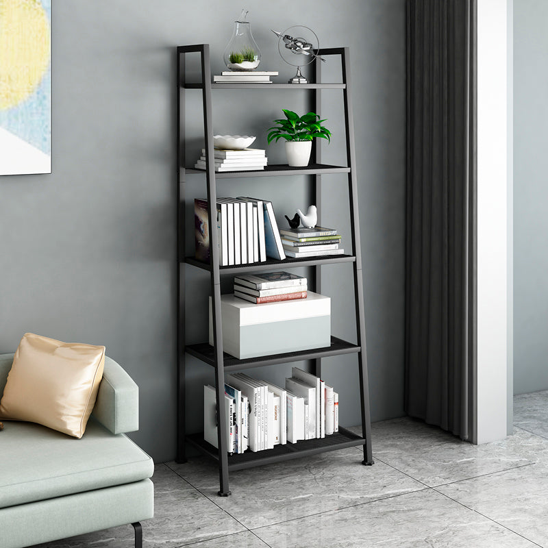13.7" W Ladder Bookcase Open Storage Metal Bookshelf with Shelves