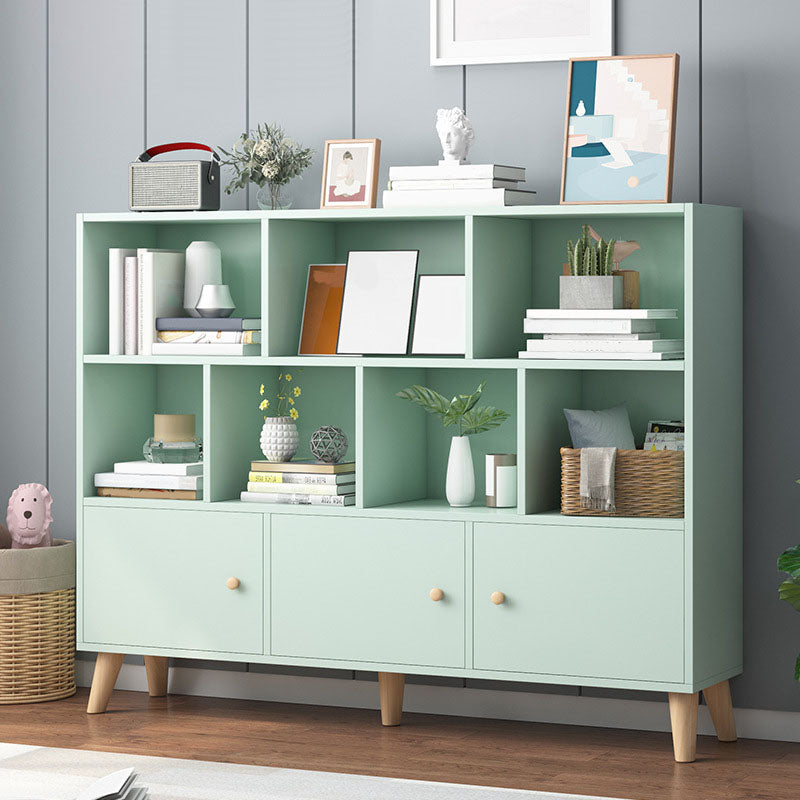 9.5" W Closed Storage Bookcase Wooden Bookshelf with Shelves and Doors