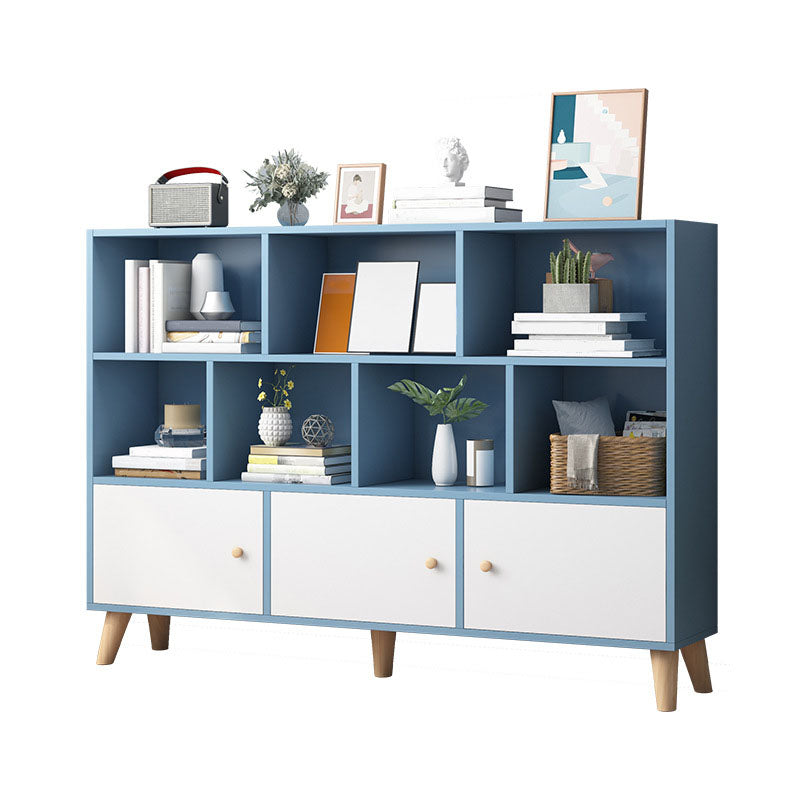 9.5" W Closed Storage Bookcase Wooden Bookshelf with Shelves and Doors