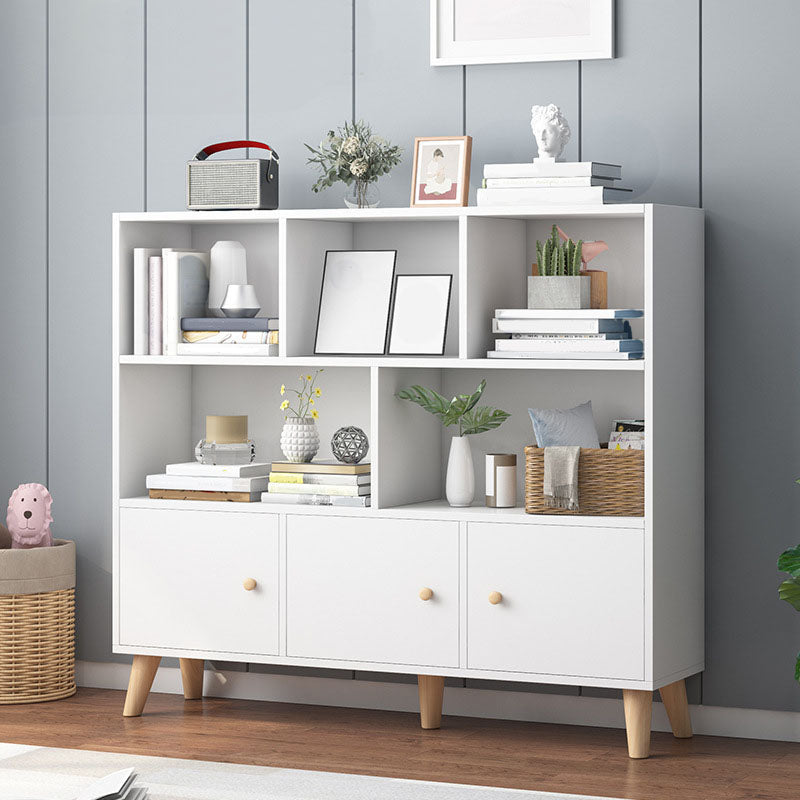 9.5" W Closed Storage Bookcase Wooden Bookshelf with Shelves and Doors