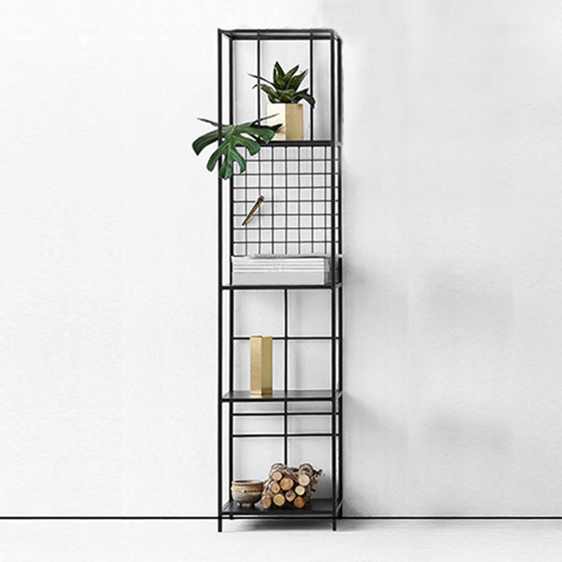 12" W Open Storage Bookcase Metal Bookshelf with Shelves in Black and Gold