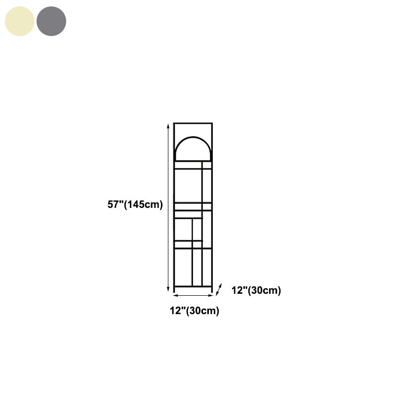 12" W Open Storage Bookcase Metal Bookshelf with Shelves in Black and Gold