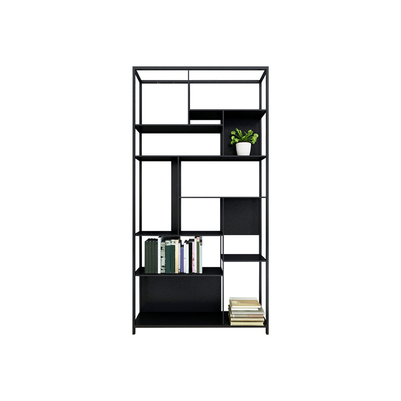 10" W Open Storage Bookcase Black / Gold / White Metal Bookshelf with Shelves
