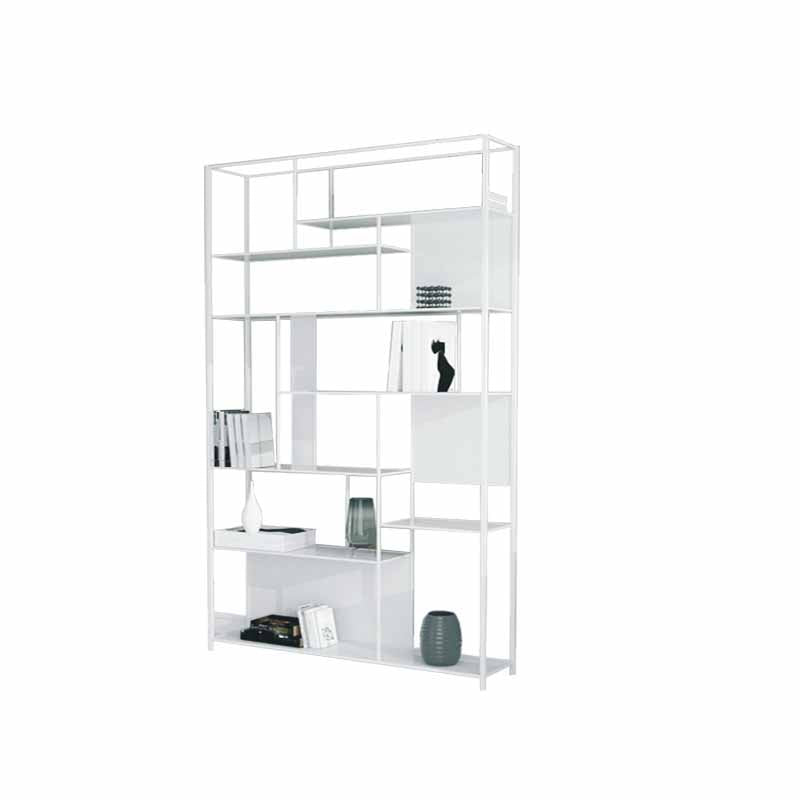 10" W Open Storage Bookcase Black / Gold / White Metal Bookshelf with Shelves