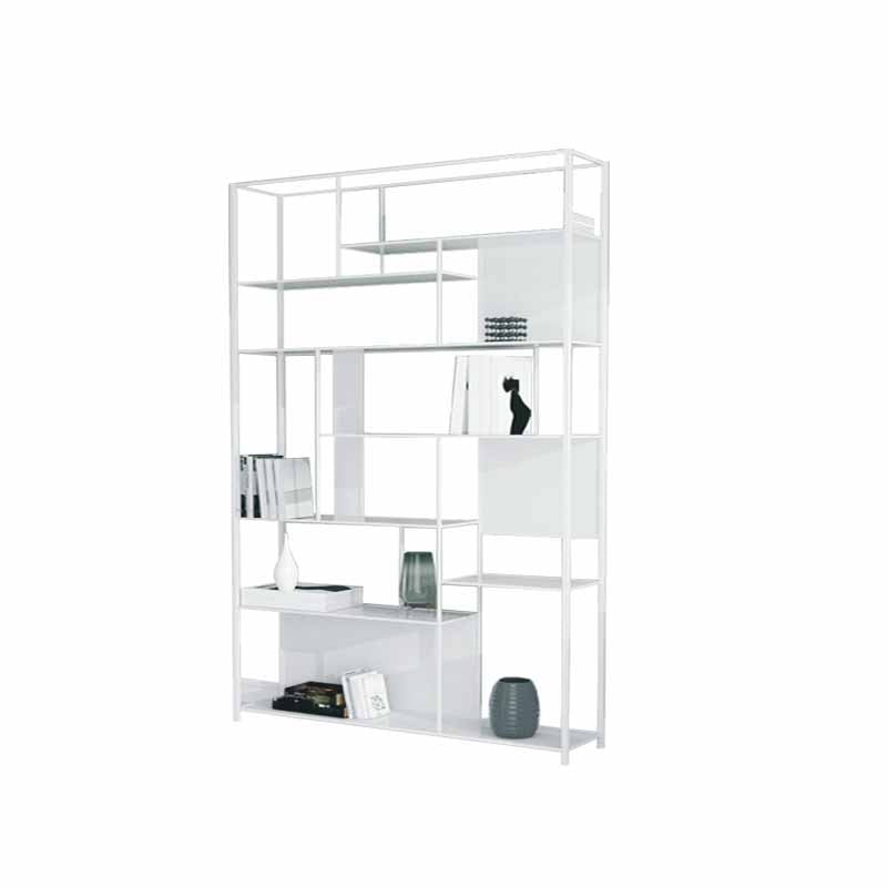 10" W Open Storage Bookcase Black / Gold / White Metal Bookshelf with Shelves
