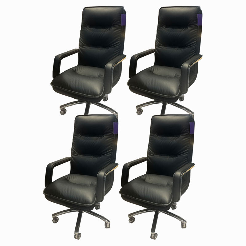 Modern Fixed Arms Chair Leather Management Office Chair with Wheels