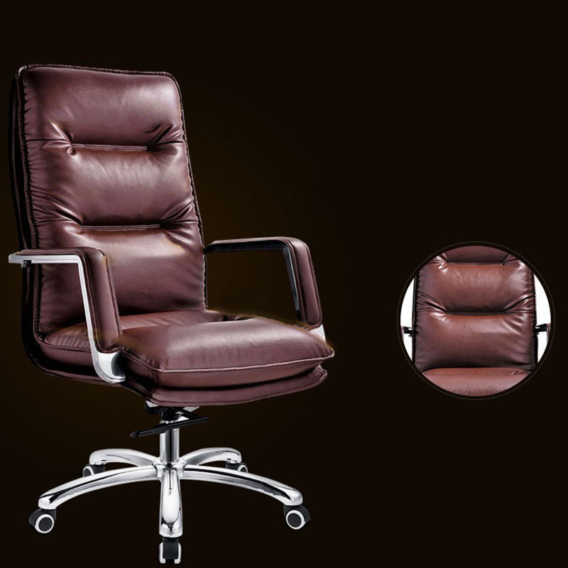 Modern Fixed Arms Chair Leather Management Office Chair with Wheels