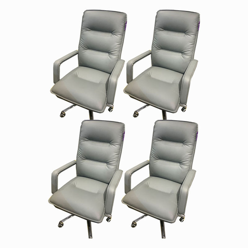 Modern Fixed Arms Chair Leather Management Office Chair with Wheels