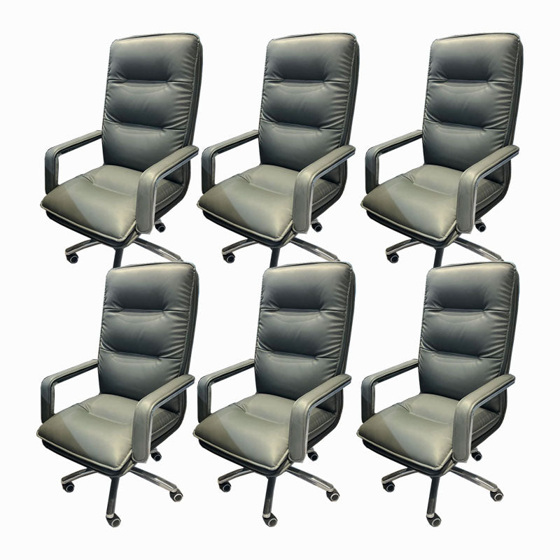 Modern Fixed Arms Chair Leather Management Office Chair with Wheels