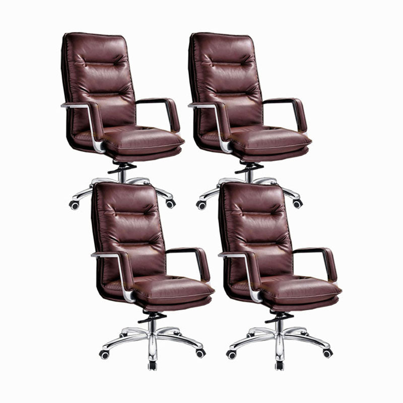 Modern Fixed Arms Chair Leather Management Office Chair with Wheels