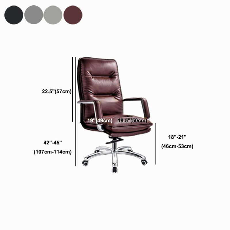 Modern Fixed Arms Chair Leather Management Office Chair with Wheels