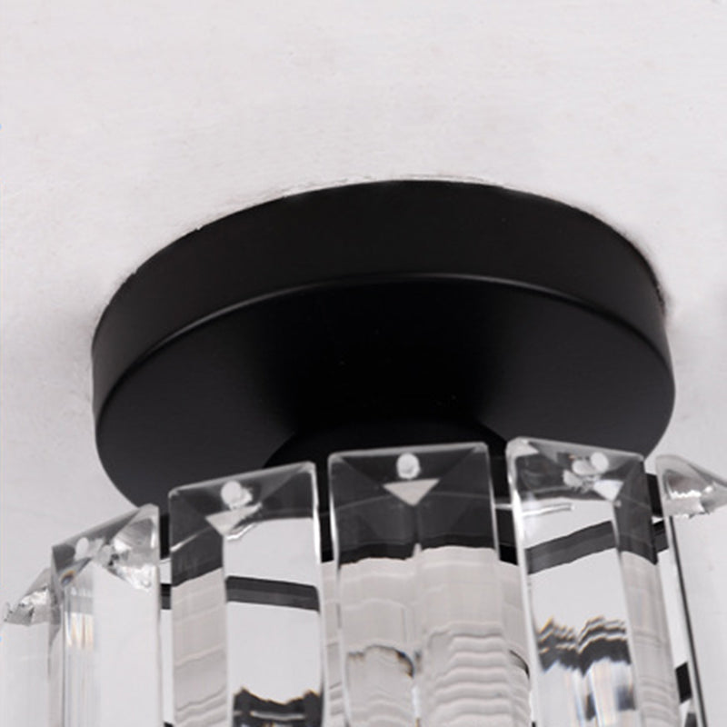 Modern Style Ceiling Light Simple Crystal Shade Flush Mount Light Fixture for Bedroom