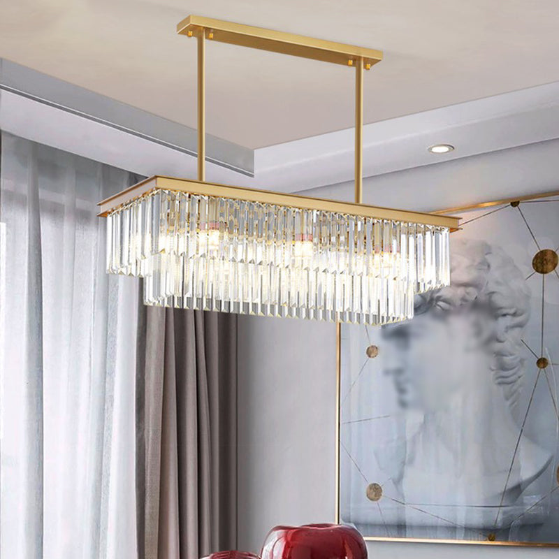 Modern Island Lighting 6-Light Crystal Hanging Light for Dining Table