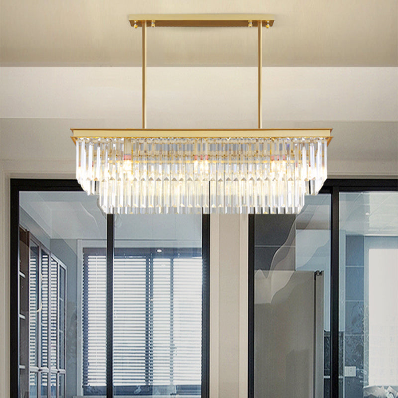 Modern Island Lighting 6-Light Crystal Hanging Light for Dining Table