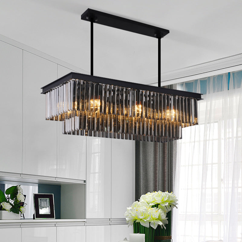 Modern Island Lighting 6-Light Crystal Hanging Light for Dining Table