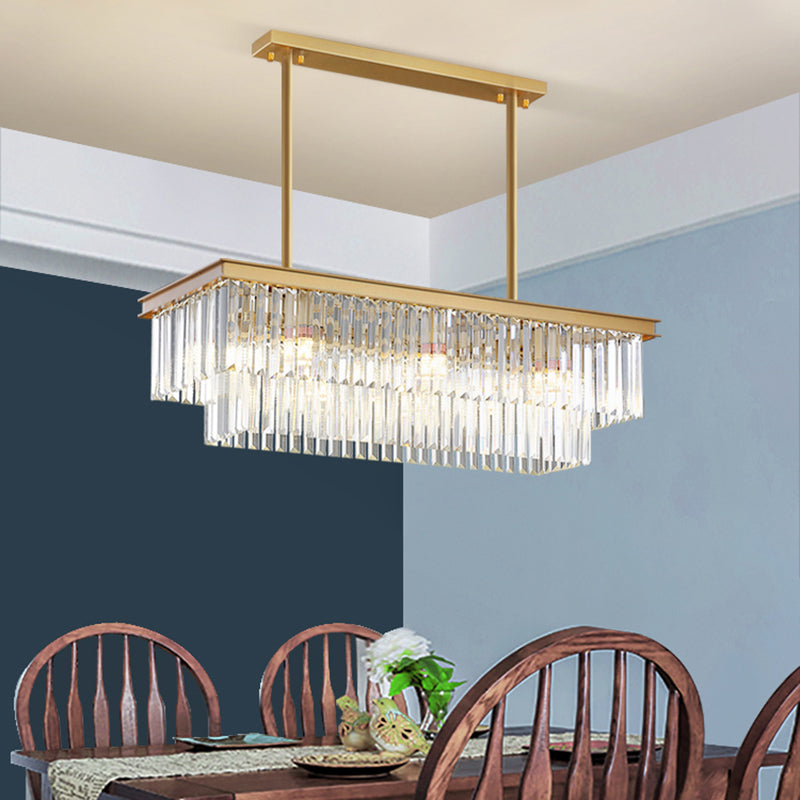 Modern Island Lighting 6-Light Crystal Hanging Light for Dining Table