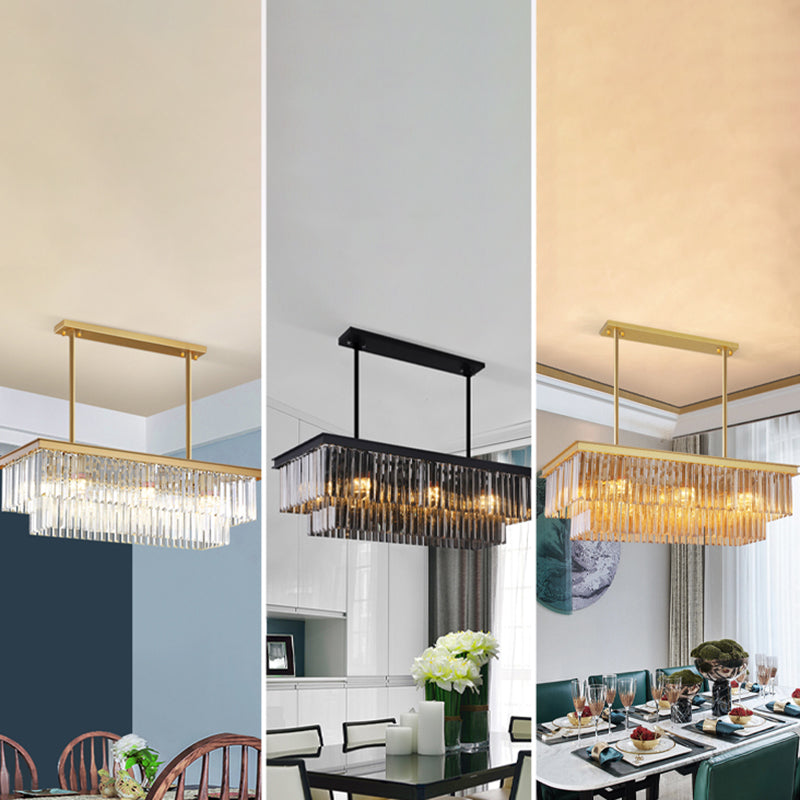 Modern Island Lighting 6-Light Crystal Hanging Light for Dining Table